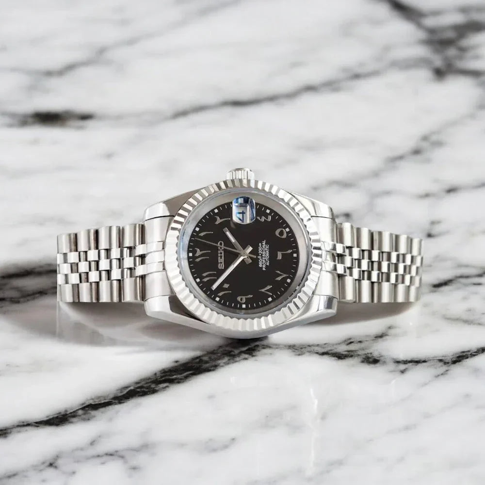 Seiko Mod Datejust "Nero, Numeri Arabi"