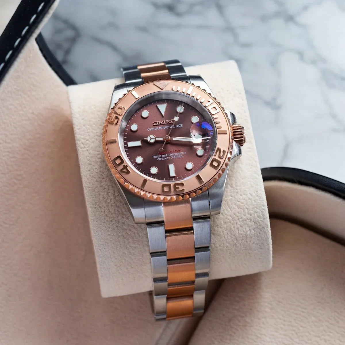 Seiko Mod Yacht-Master "Oro Rosa/Argento"