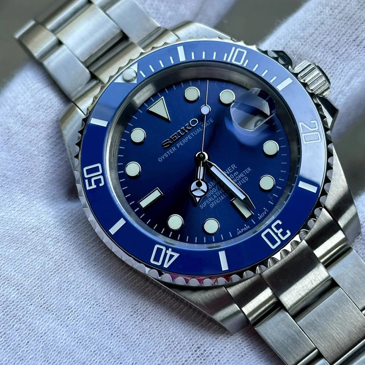 Seiko Mod Submariner "Argento e Blu"