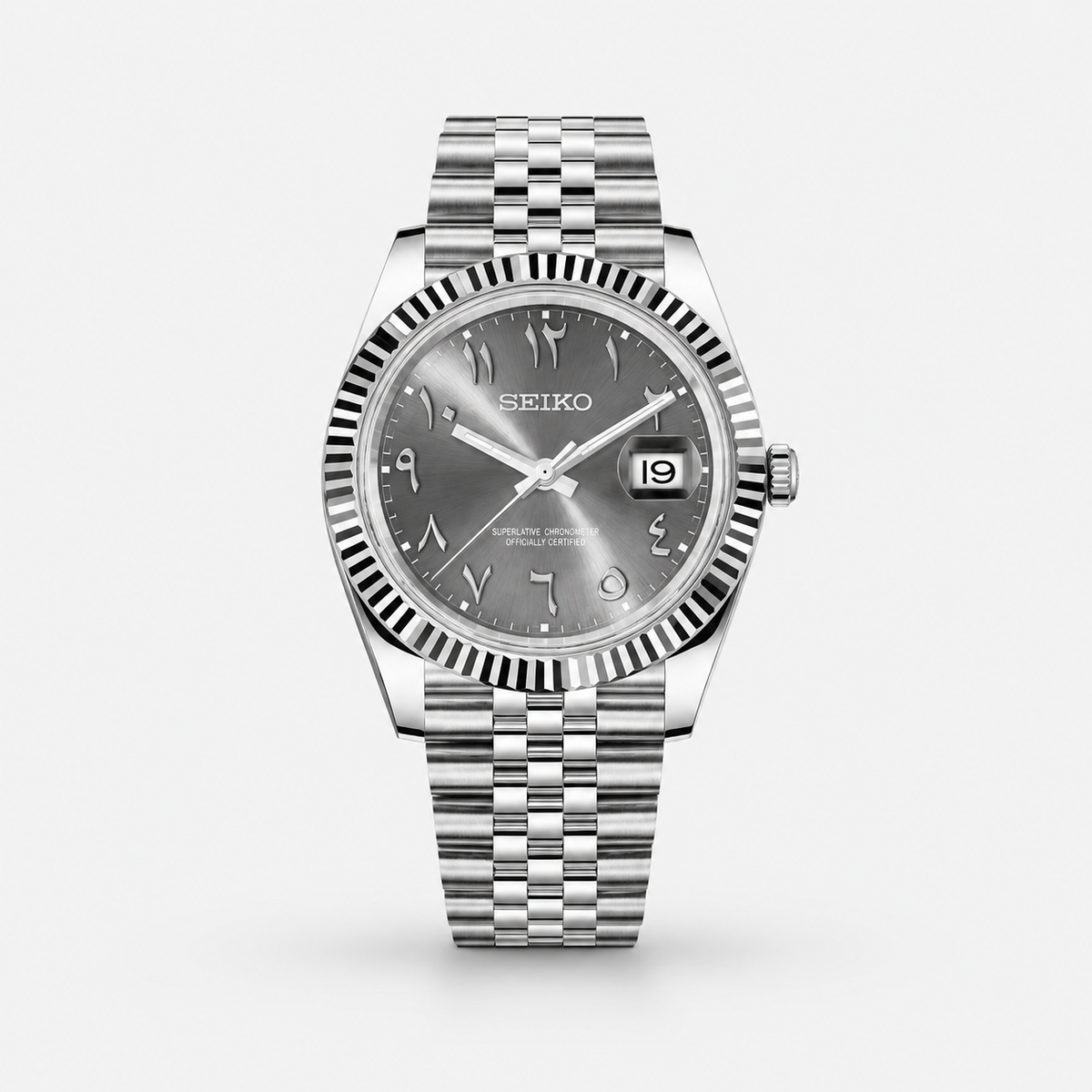 Seiko Mod Datejust "Grigio, Numeri Arabi"
