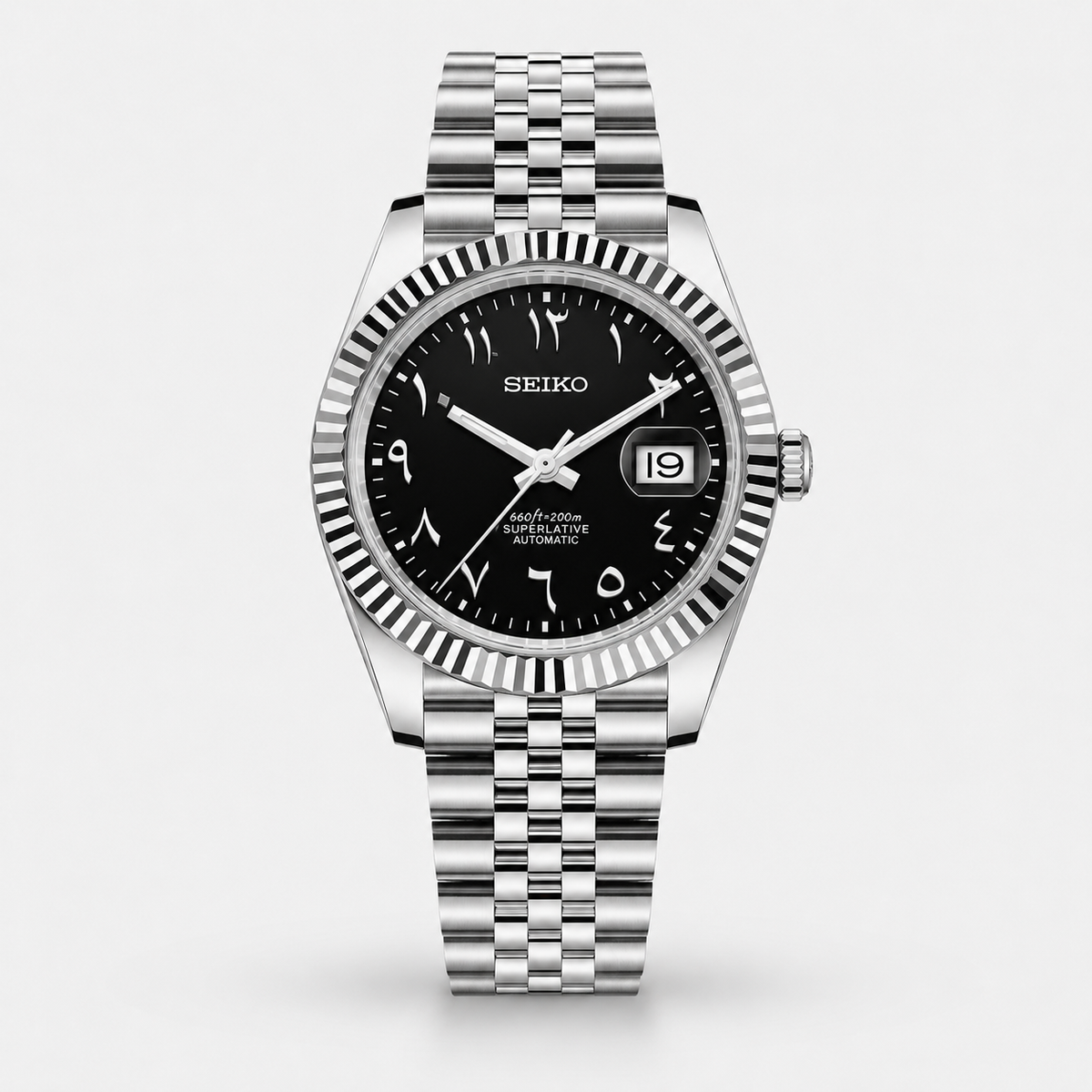 Seiko Mod Datejust "Nero, Numeri Arabi"