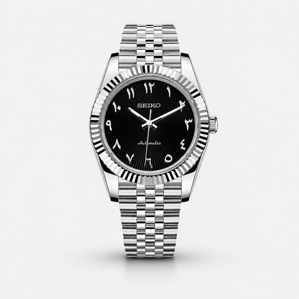 Seiko Mod Datejust "Nero Testurizzato, Numeri Arabi"