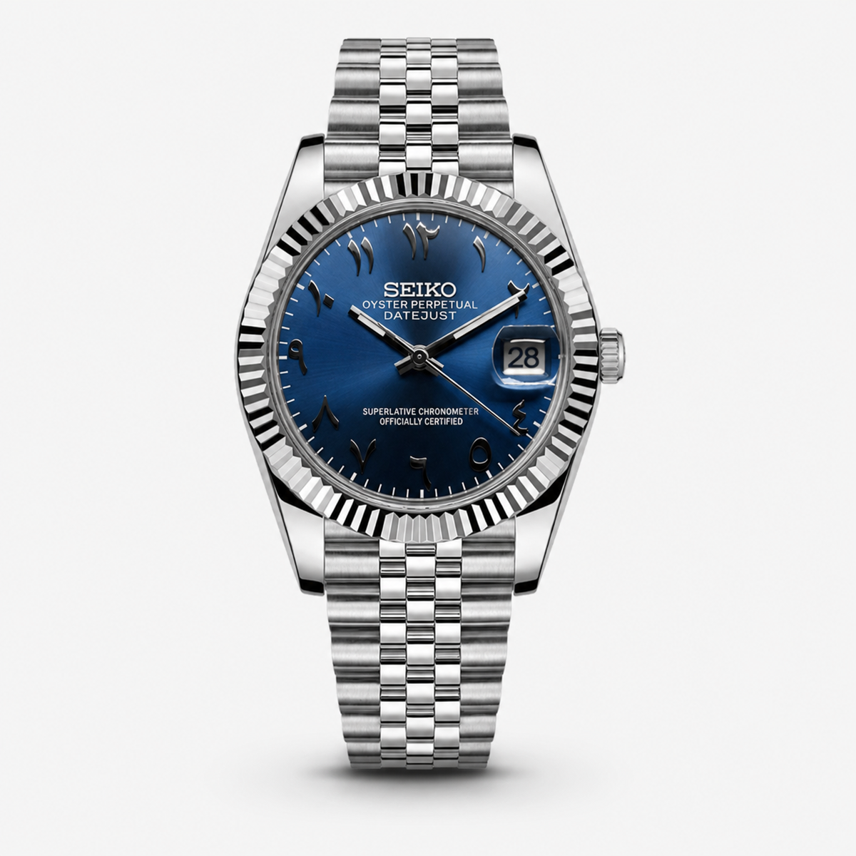Seiko Mod Datejust "Blu Navy, Numeri Arabi"