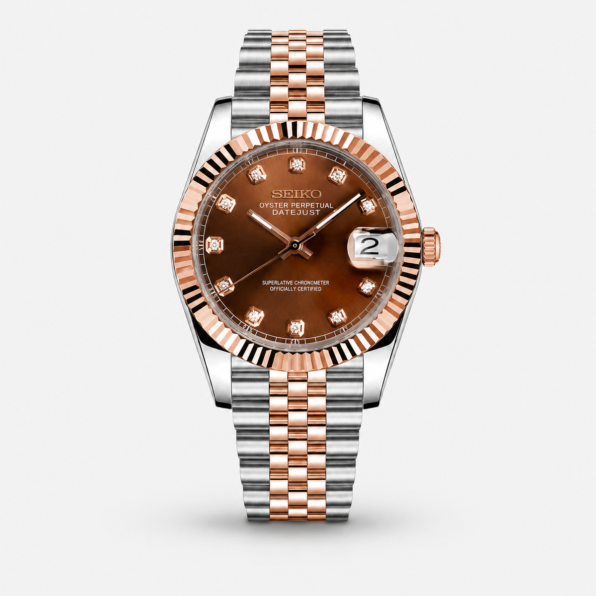 Seiko Mod Diamond Datejust "Bicolore Cristallo Champagne"