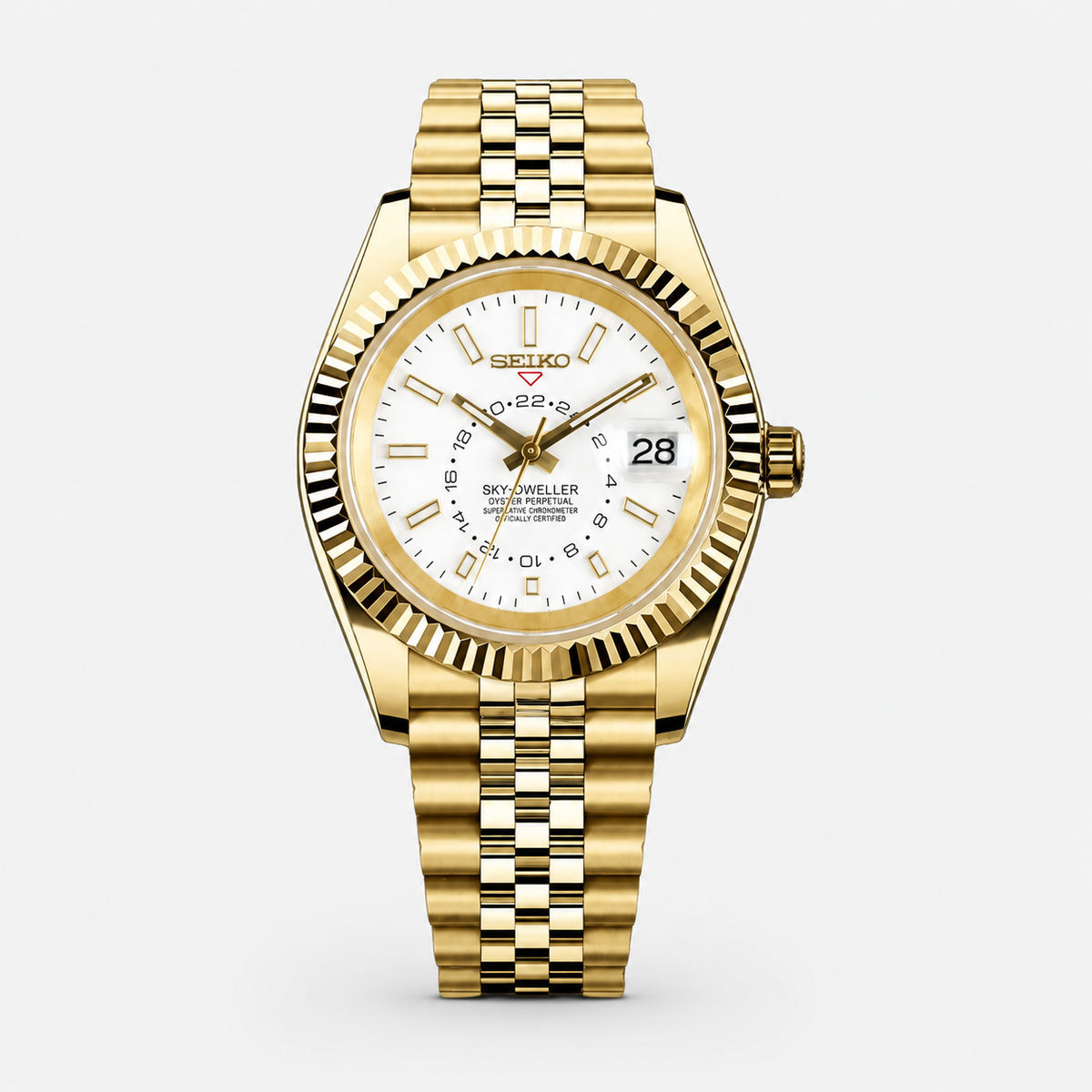 Seiko Mod Sky-Dweller "Quadrante Bianco, Finitura Dorata"