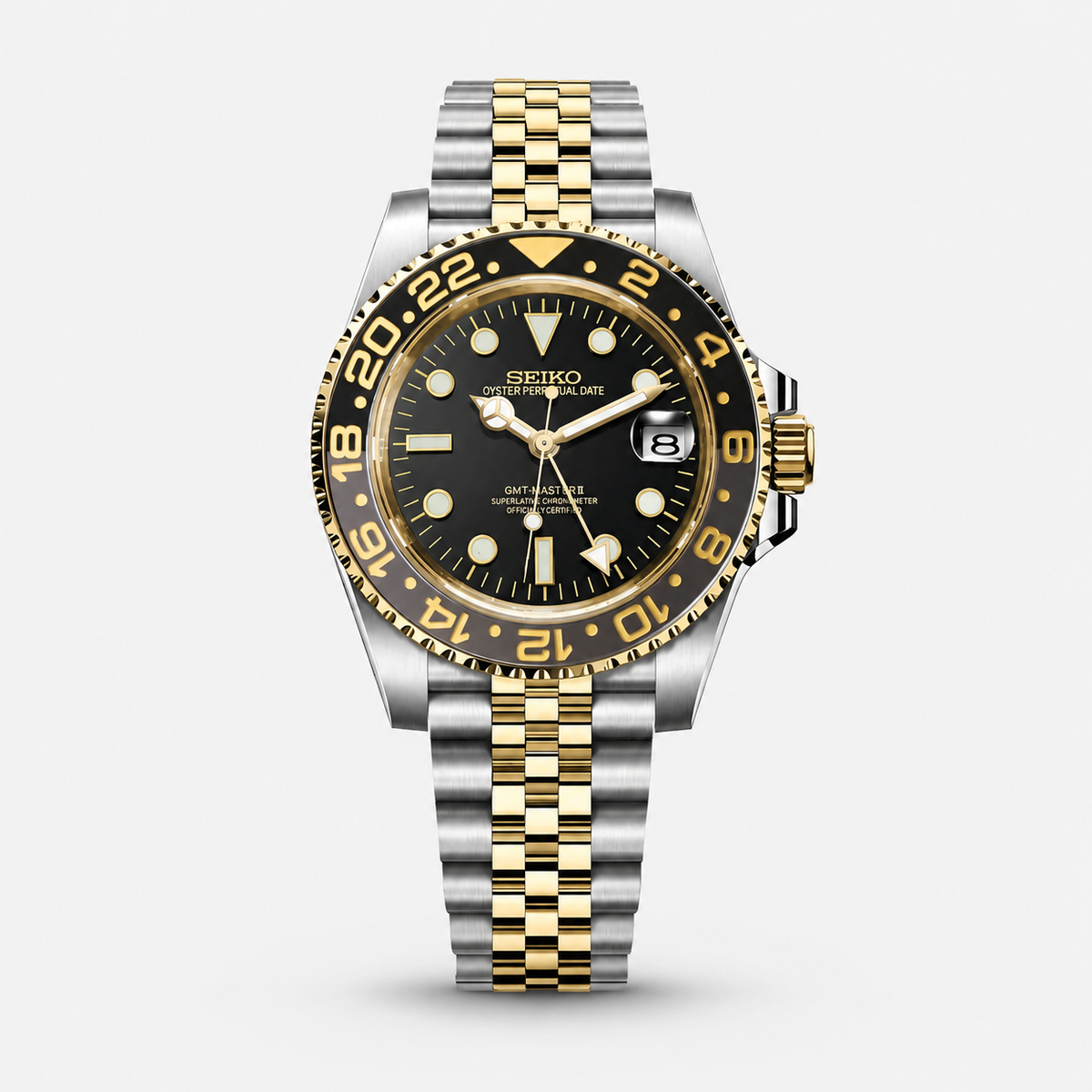 Seiko Mod GMT MASTER II "Bicolore Oro/Nero"