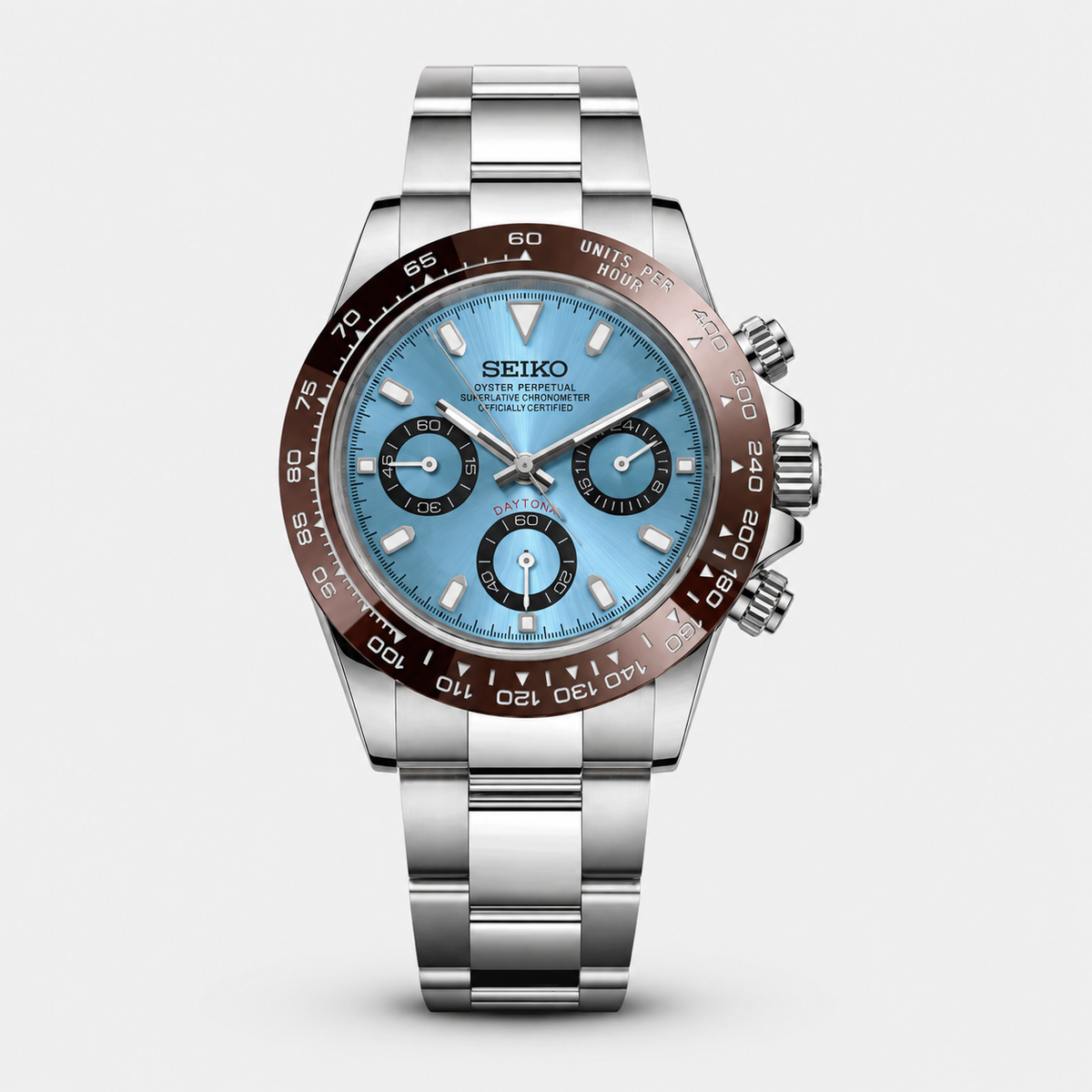 Seiko Mod Daytona "Blu Ghiaccio e Marrone"