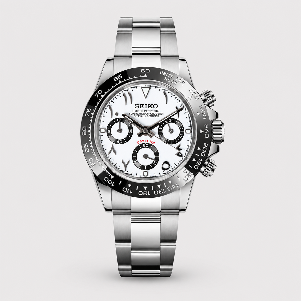 Seiko Mod Daytona "Ceramica Bianca, Numeri Arabi"