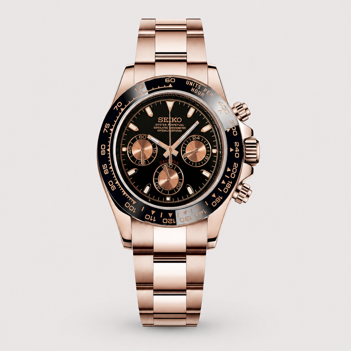 Seiko Mod Daytona "Oro Rosa e Nero"