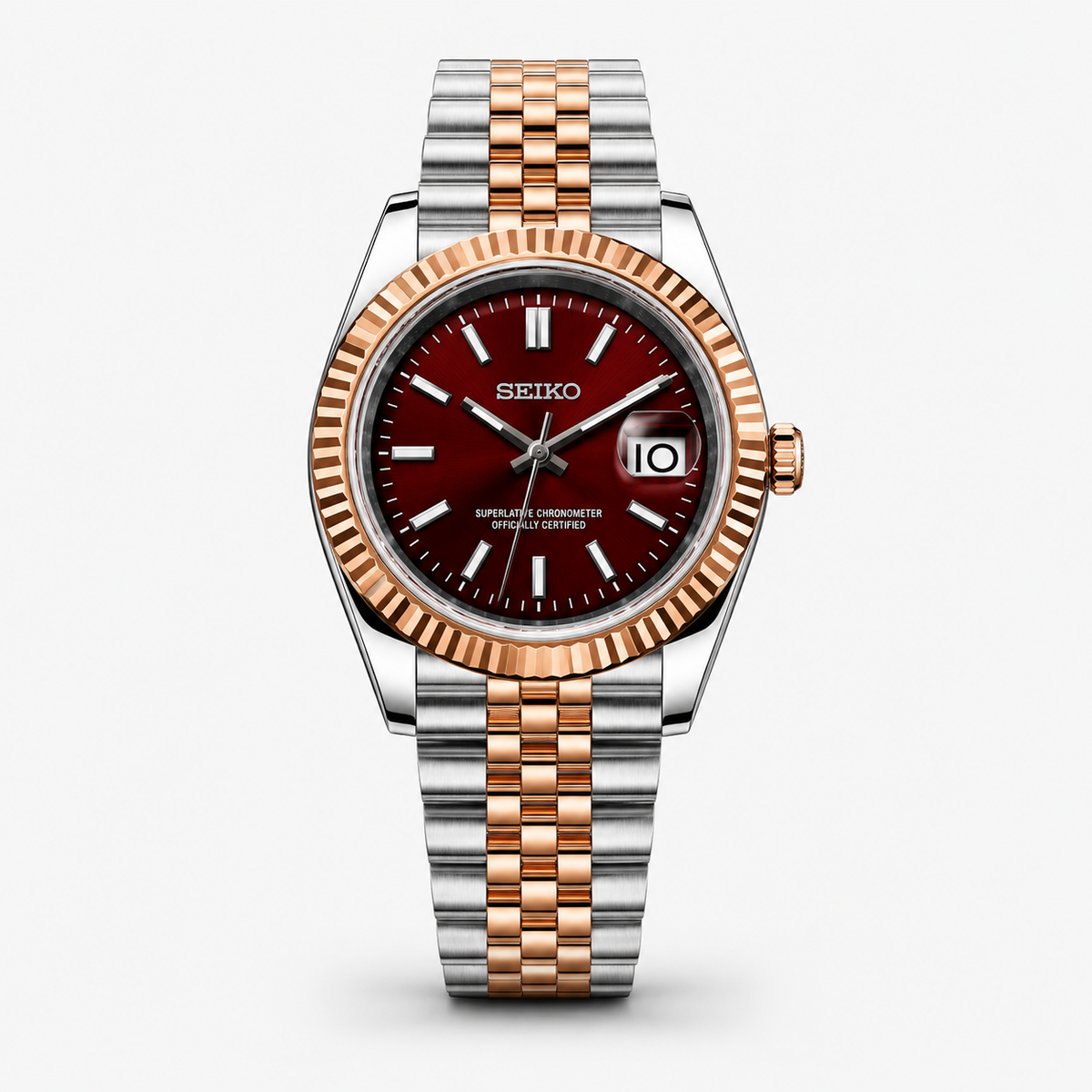 Seiko Mod Datejust "Bicolore Oro Rosa e Rosso"