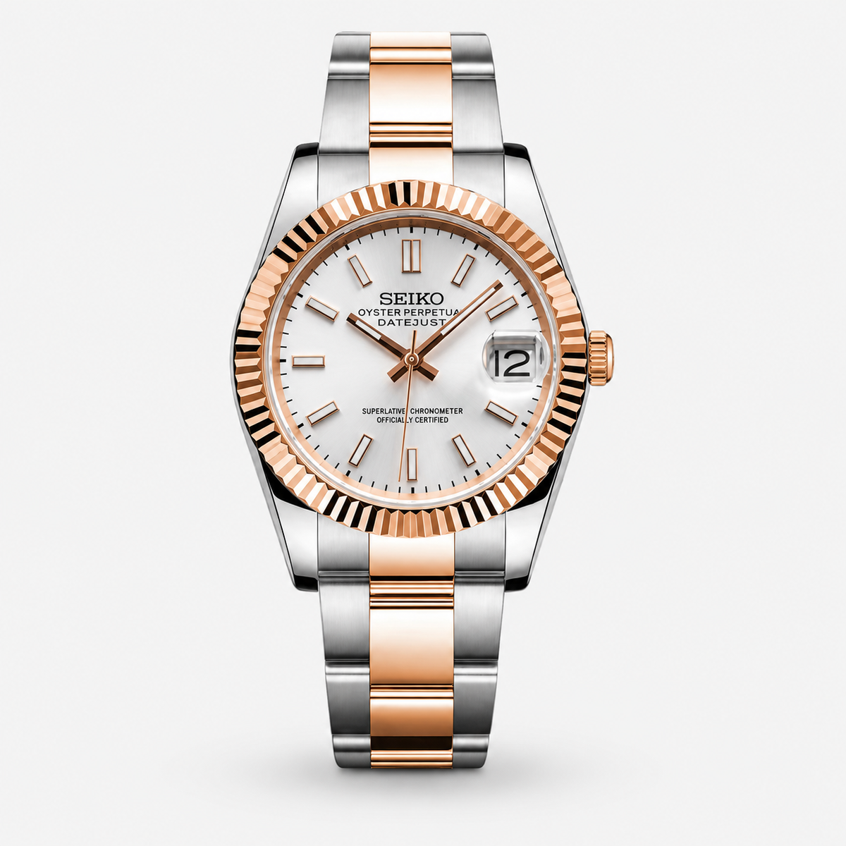 Seiko Mod Datejust "Bicolore Oro Rosa e Bianco"