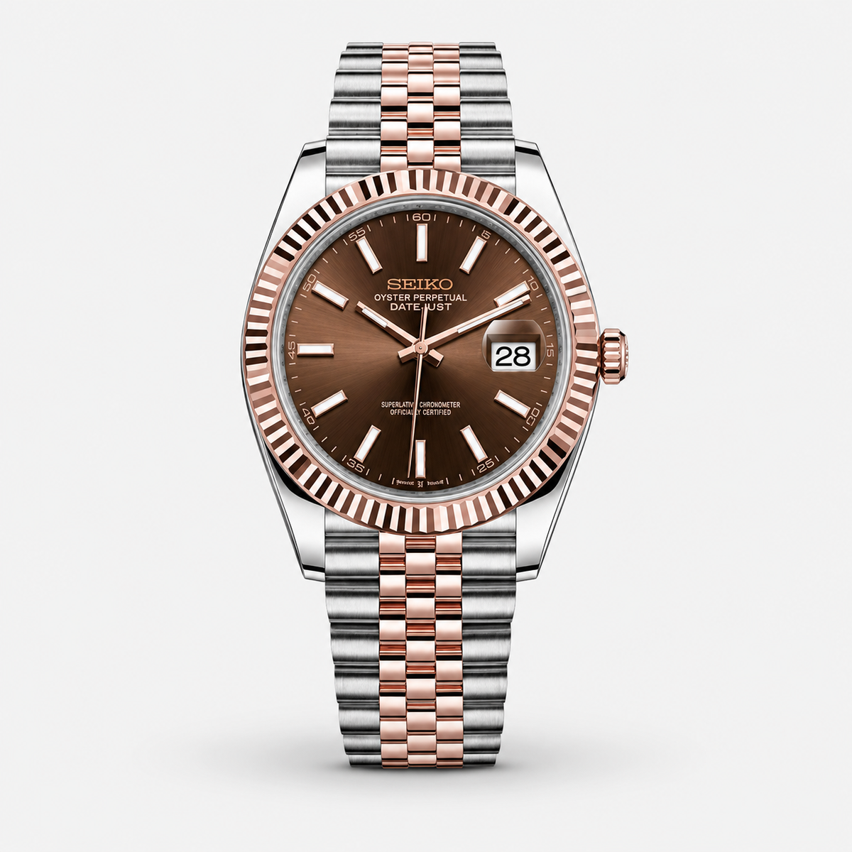 Seiko Mod Datejust "Bicolore Oro Rosa Cioccolato"