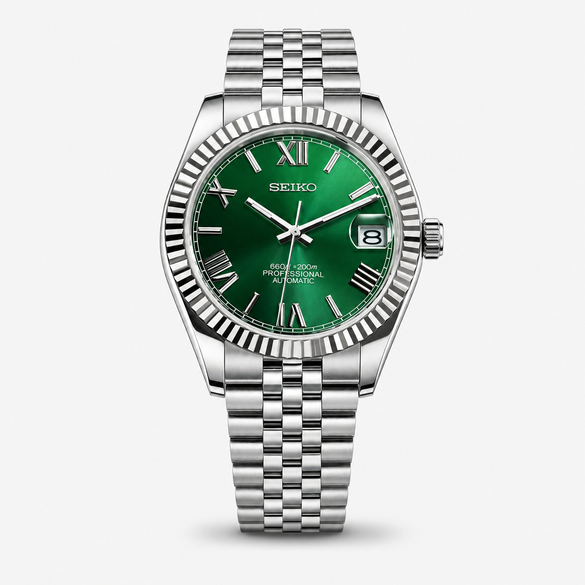 Seiko Mod Datejust "Verde, Numeri Romani"