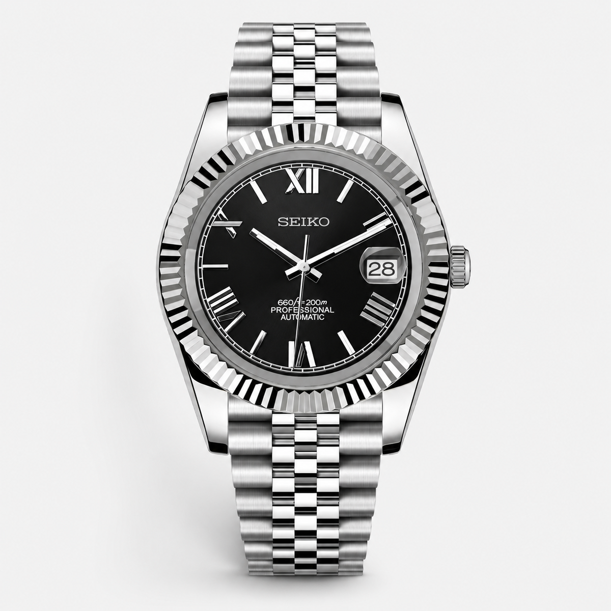 Seiko Mod Datejust "Nero, Numeri Romani"