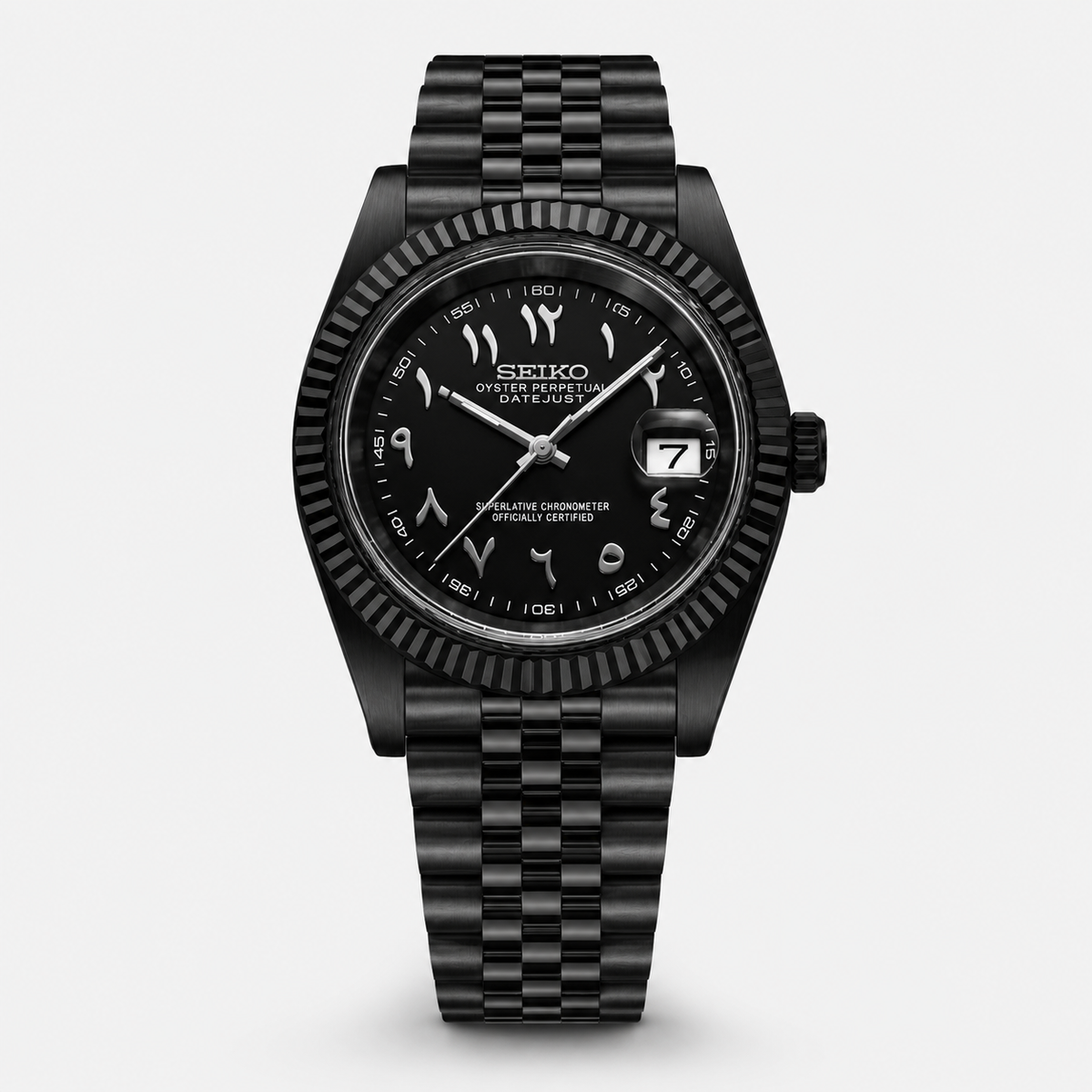 Seiko Mod Datejust "Nero, Numeri Arabi"