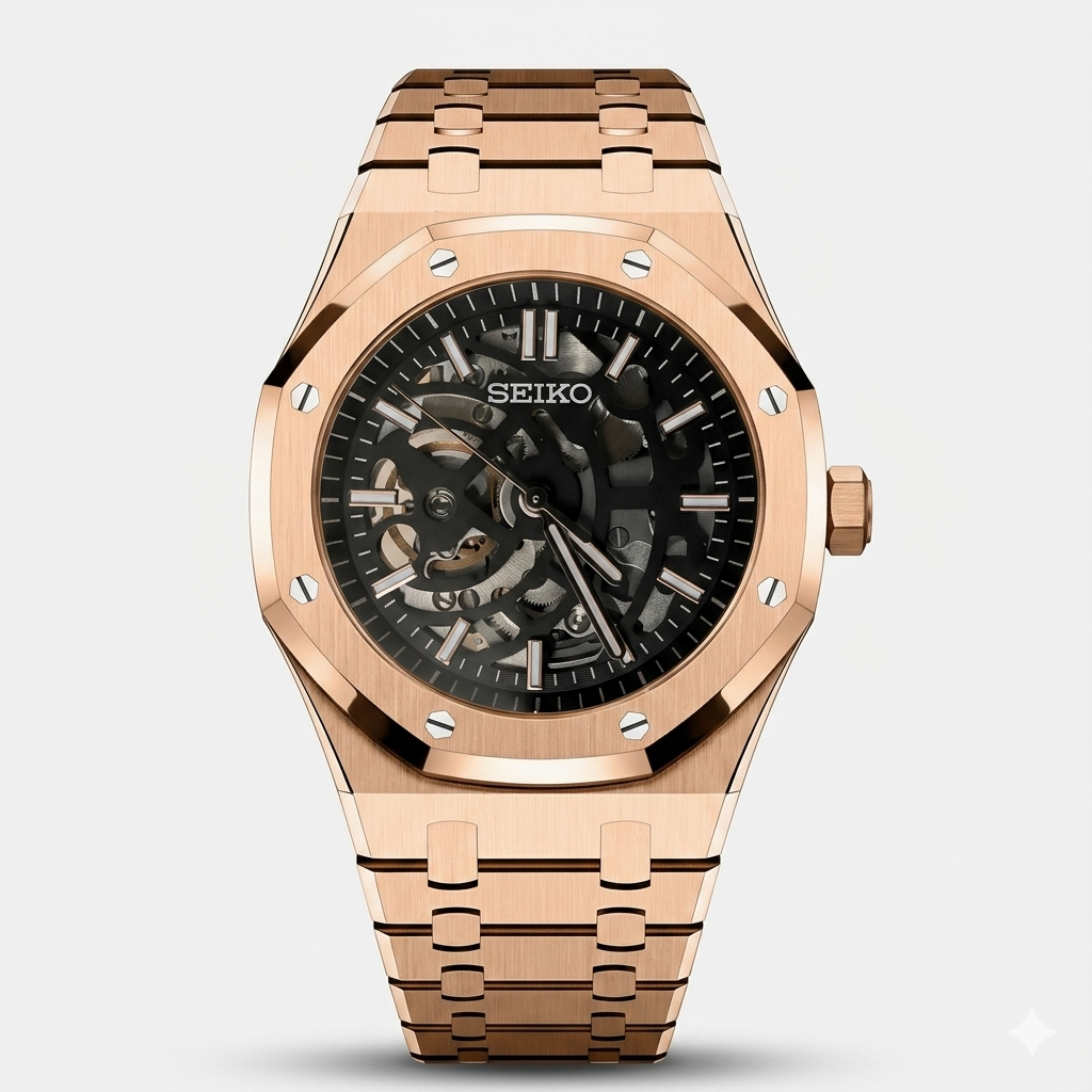Seiko Mod Royal Oak Skeleton "Oro Rosa"