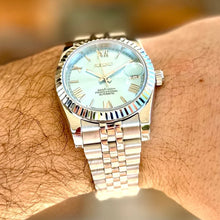 Seiko Mod Datejust "Blu Ghiaccio, Numeri Romani"